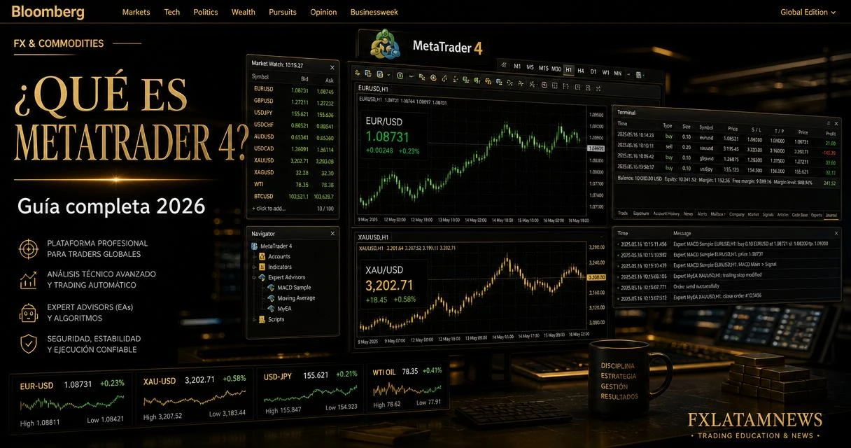 ¿Qué es MetaTrader 4 (MT4) y cómo funciona? Guía para principiantes 2026