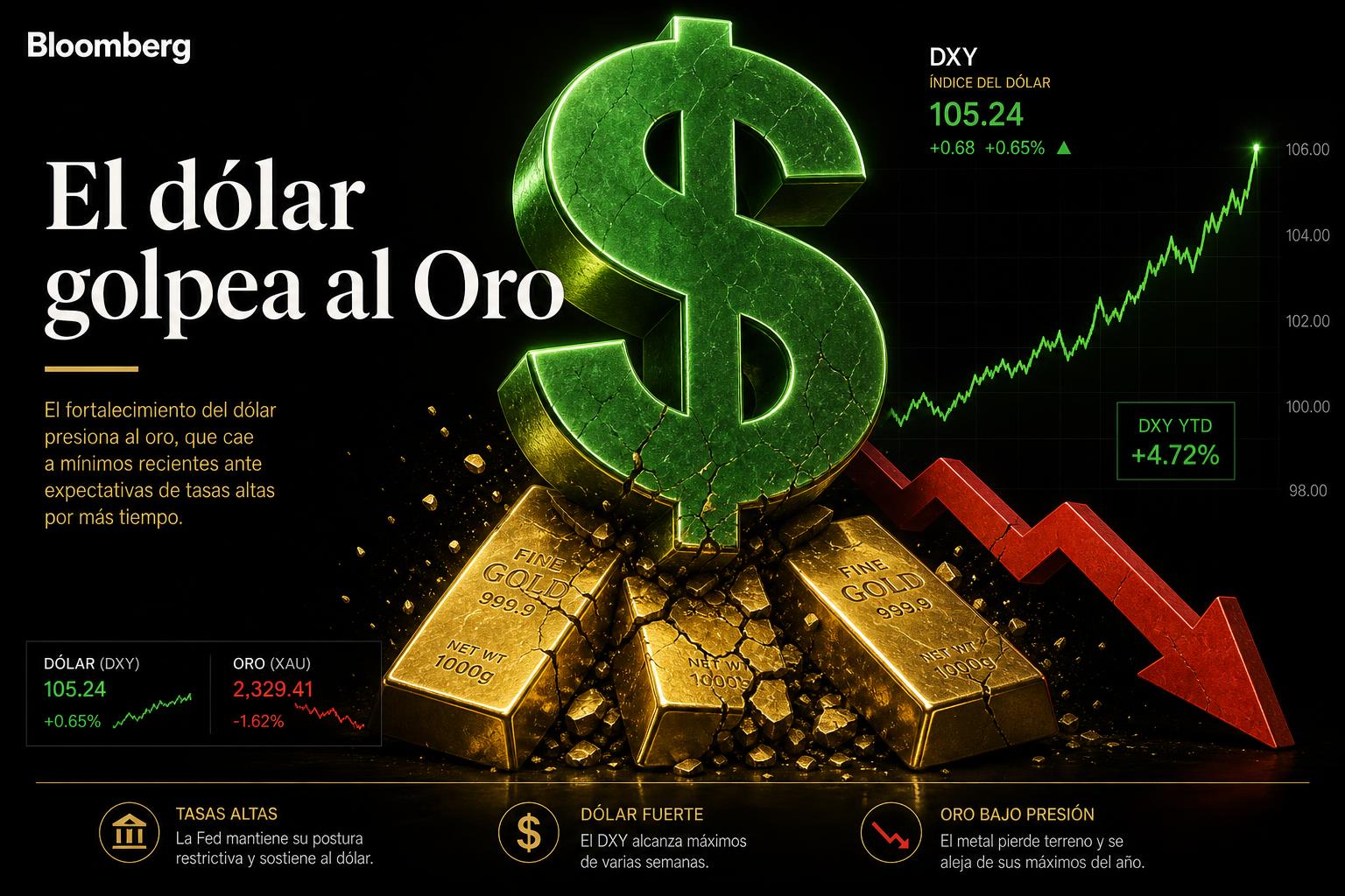 El dólar se fortalece y golpea al Oro: las 5 razones detrás de la caída