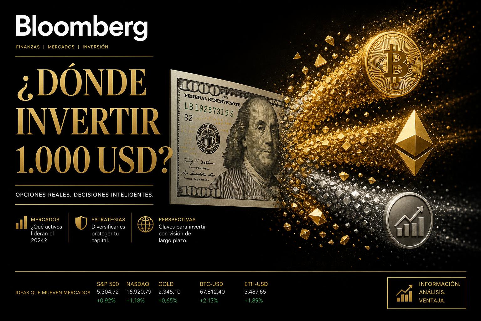¿Dónde invertir 1.000 USD en 2026: Oro, Bitcoin, Ethereum o Plata?
