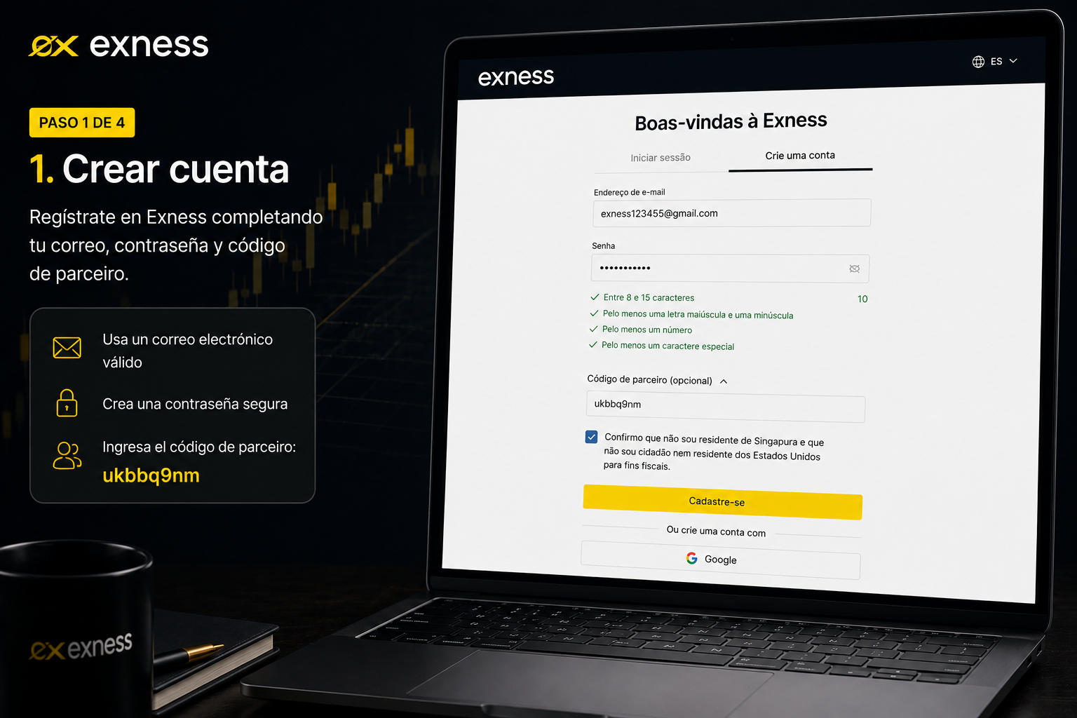 Cómo abrir una cuenta en Exness paso a paso desde LATAM