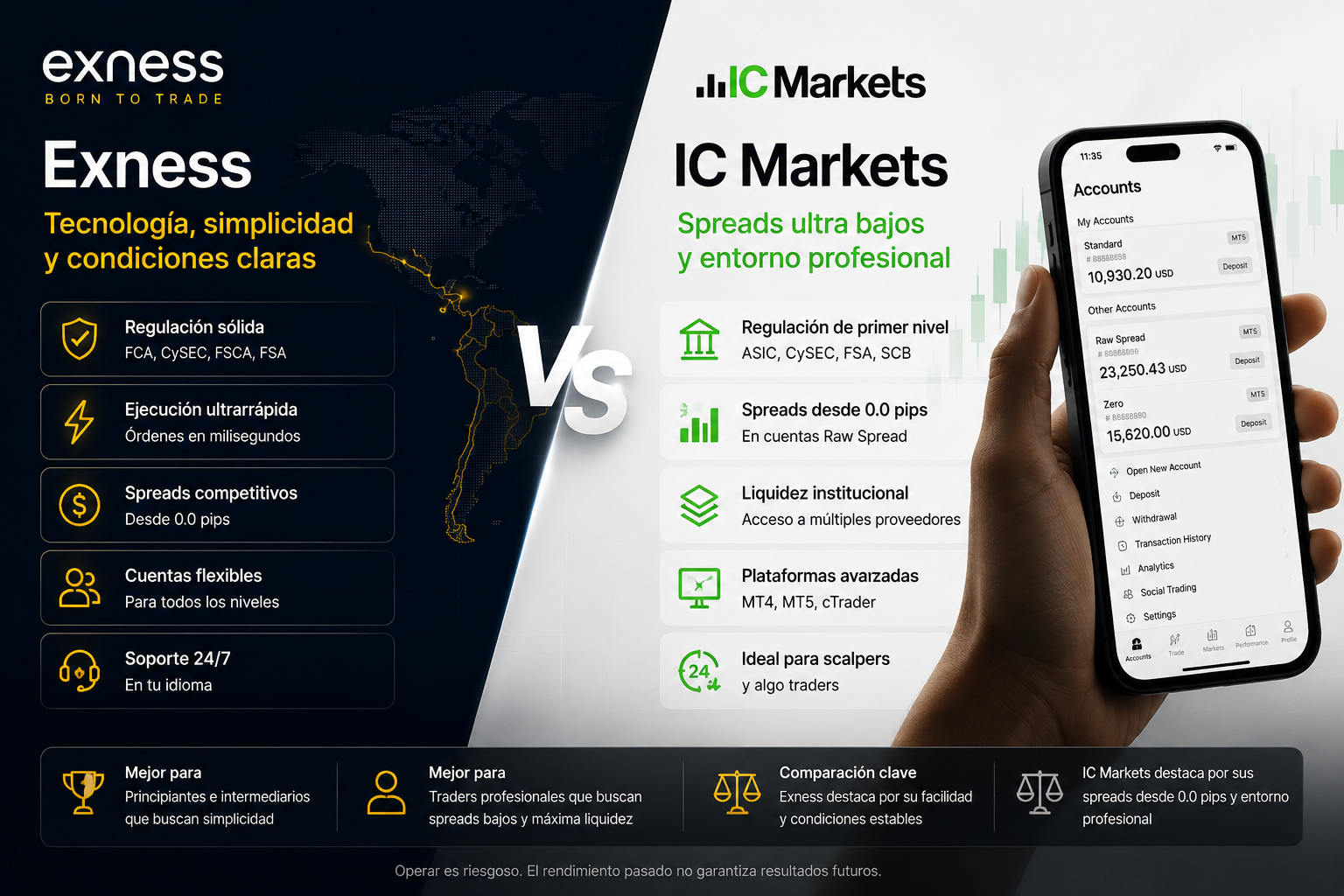 Exness vs IC Markets: ¿qué broker conviene más para LATAM?