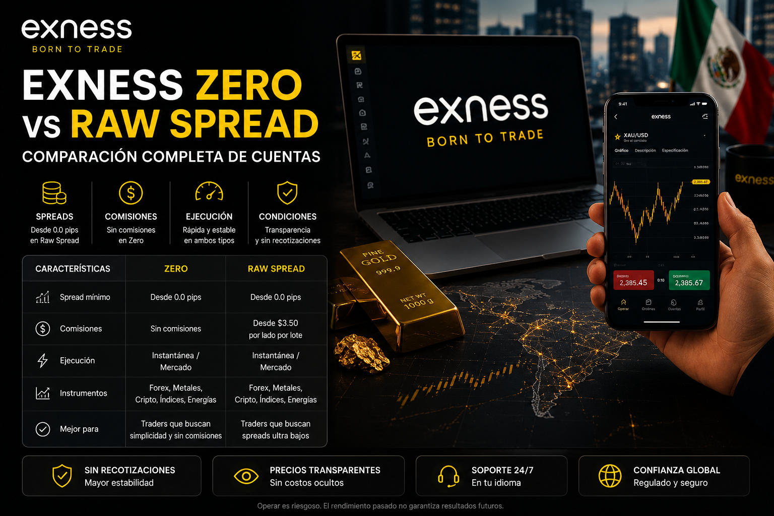 Exness Zero vs Raw Spread: comparación completa de cuentas