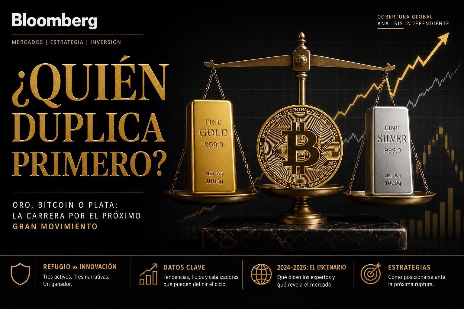 ¿Qué activo podría duplicar su valor primero: Oro, Bitcoin o Plata?